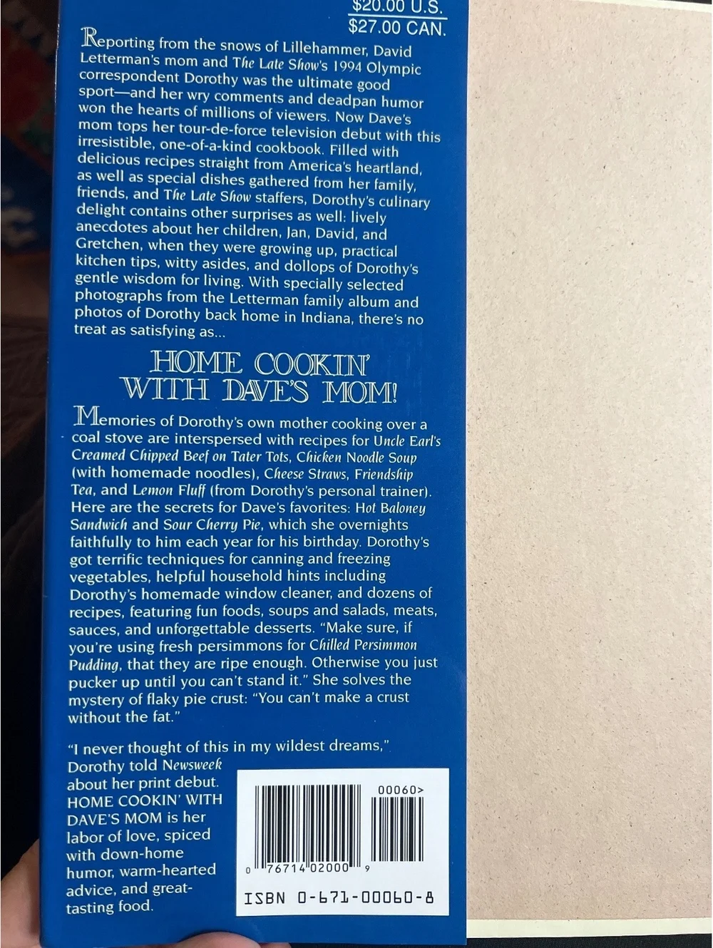 Home Cookin' with Dave's Mom by Dorothy with Jess Cagle - Hardcover Cookbook